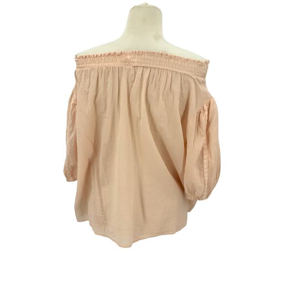 Treasure & Bond Pink Smocked Off Shoulder Blouse Size Medium NWOT - Picture 7 of 7